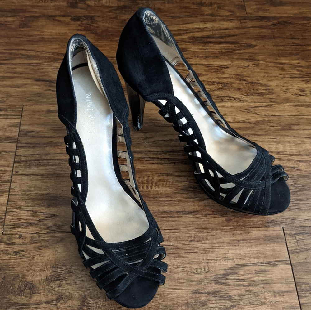 Nine West Black Velvet Suede High Heels